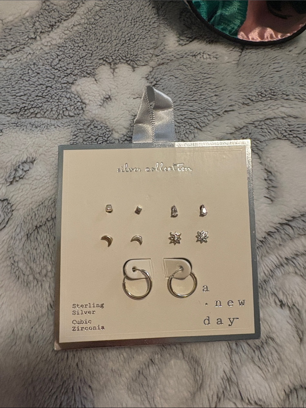a new day Silver Tone Mixed Studs and Hoops Earring Set